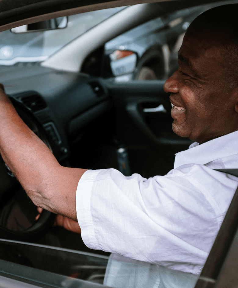 Smiling driver in a car